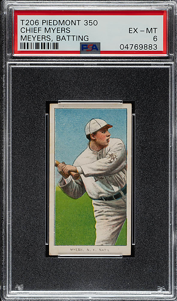 1909-1911 T206 White Border Chief Myers Batting PSA EX-MT 6