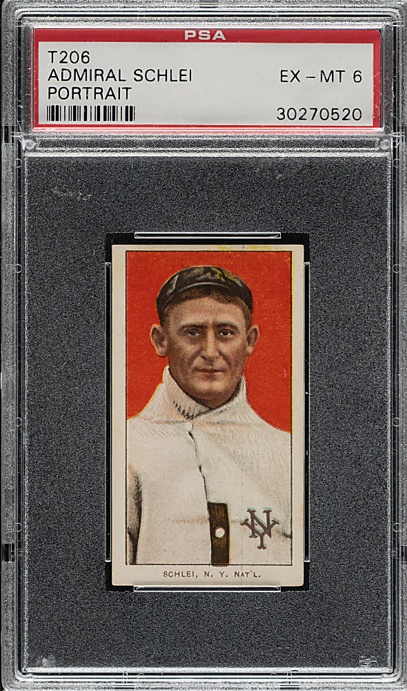 1909-1911 T206 White Border Admiral Schlei Portrait PSA EX-MT 6