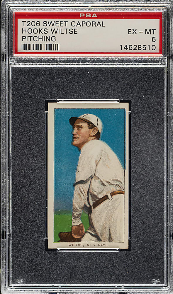 1909-1911 T206 White Border Hooks Wiltse Pitching PSA EX-MT 6