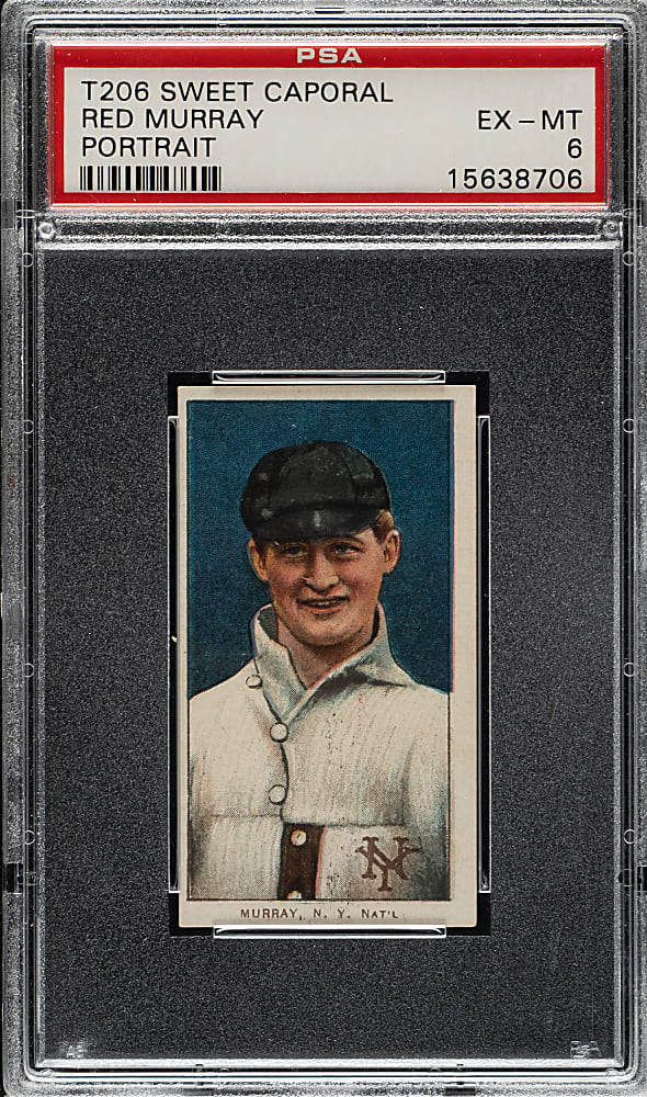 1909-1911 T206 White Border Red Murray Portrait PSA EX-MT 6