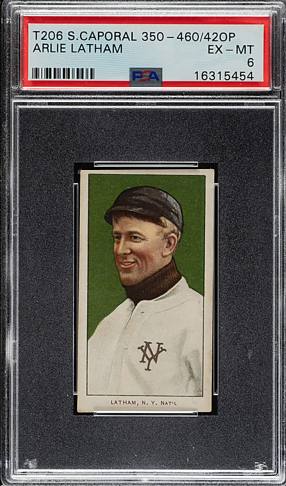 1909-1911 T206 White Border Arlie Latham PSA EX-MT 6