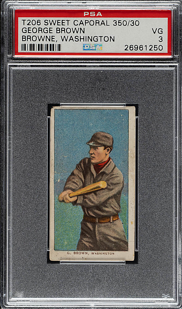 1909-1911 T206 White Border George Brown Washington PSA VG 3