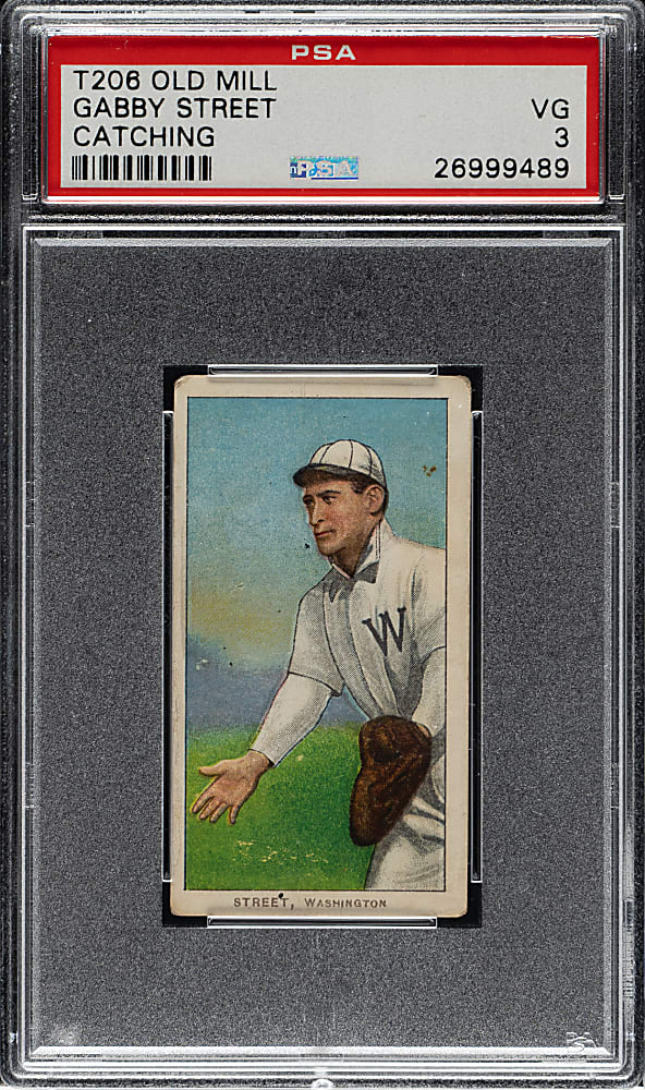 1909-1911 T206 White Border Gabby Street Catching PSA VG 3 - Old Mill Back