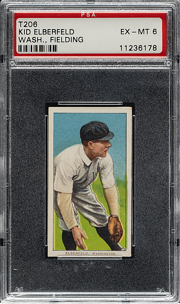 1909-1911 T206 White Border Kid Elberfeld Washington, Fielding PSA EX-MT 6
