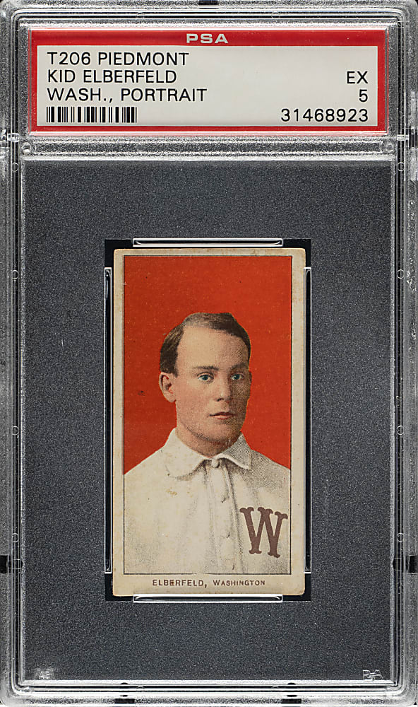 1909-1911 T206 White Border Kid Elberfeld Washington Portrait PSA EX 5