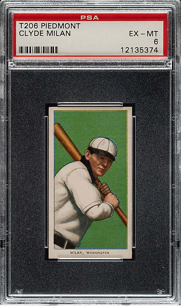 1909-1911 T206 White Border Clyde Milan PSA EX-MT 6