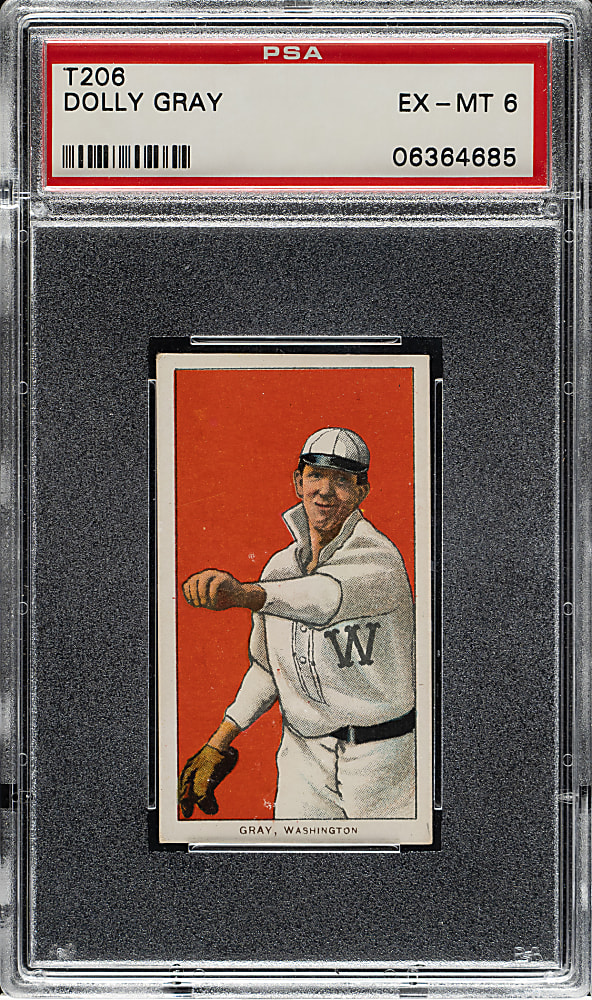 1909-1911 T206 White Border Dolly Gray PSA EX-MT 6