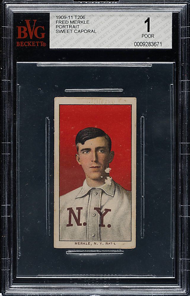 1909-1911 T206 White Border Fred Merkle Portrait BVG POOR 1