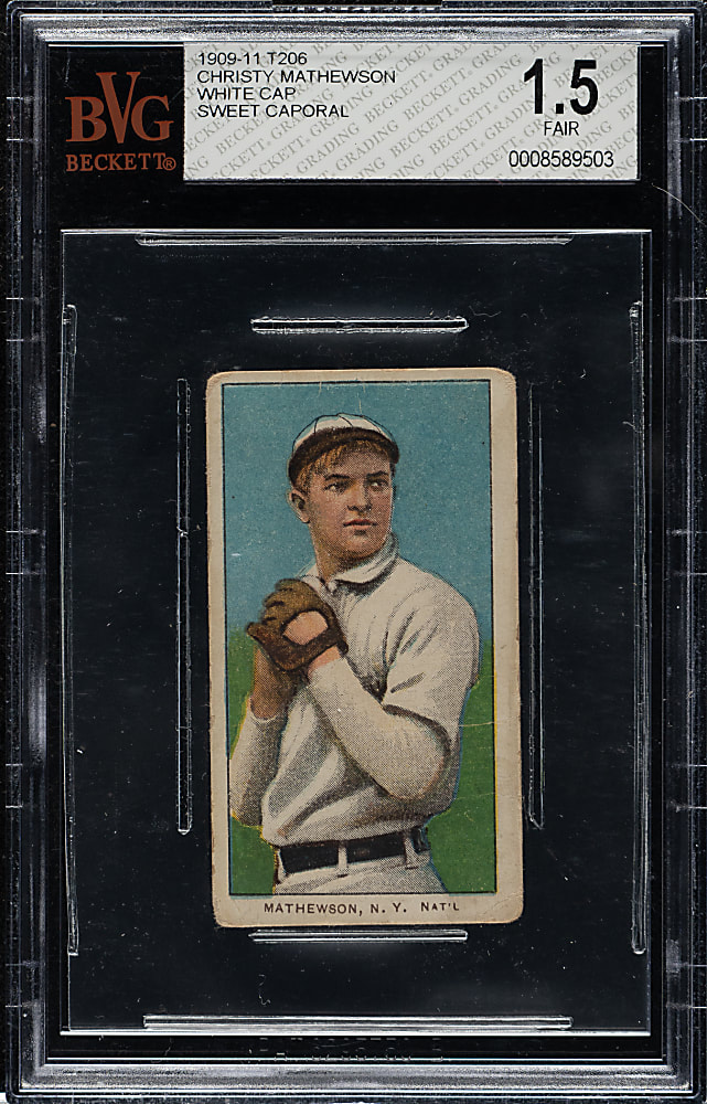 1909-1911 T206 White Border Christy Mathewson White Cap BVG FAIR 1.5