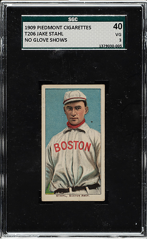 1909-1911 T206 White Border Jake Stahl No Glove Showing SGC VG 40