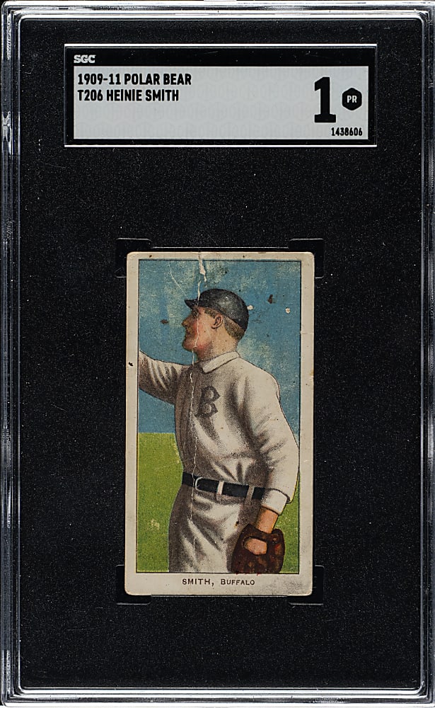 1909-1911 T206 White Border Heinie Smith SGC POOR 1 - Polar Bear Back