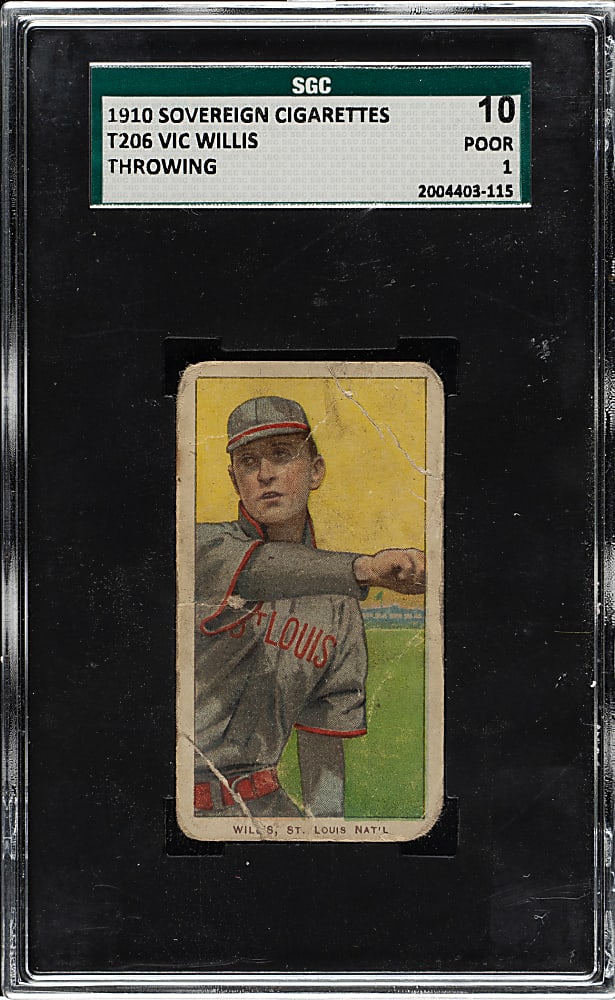 1909-1911 T206 White Border Vic Willis Throwing SGC POOR 10 - Sovereign 350 Back
