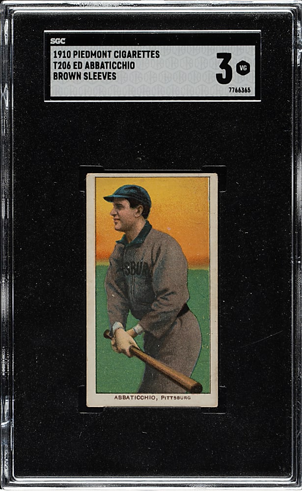 1909-1911 T206 White Border Ed Abbaticchio Brown Sleeves SGC VG 3