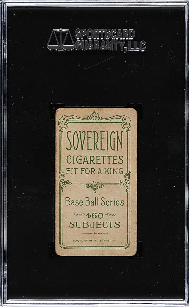 1909-1911 T206 White Border John McGraw Portrait with Cap SGC FAIR 1.5 - Sovereign 460 Back