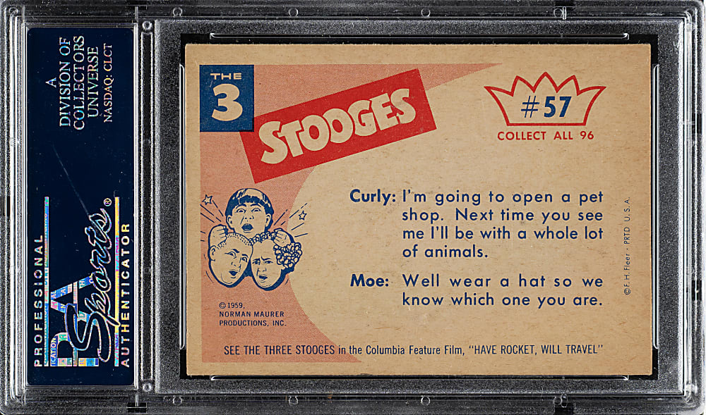 1959 Fleer "The Three Stooges" #57 That Oughta Hold Him! PSA NM-MT 8