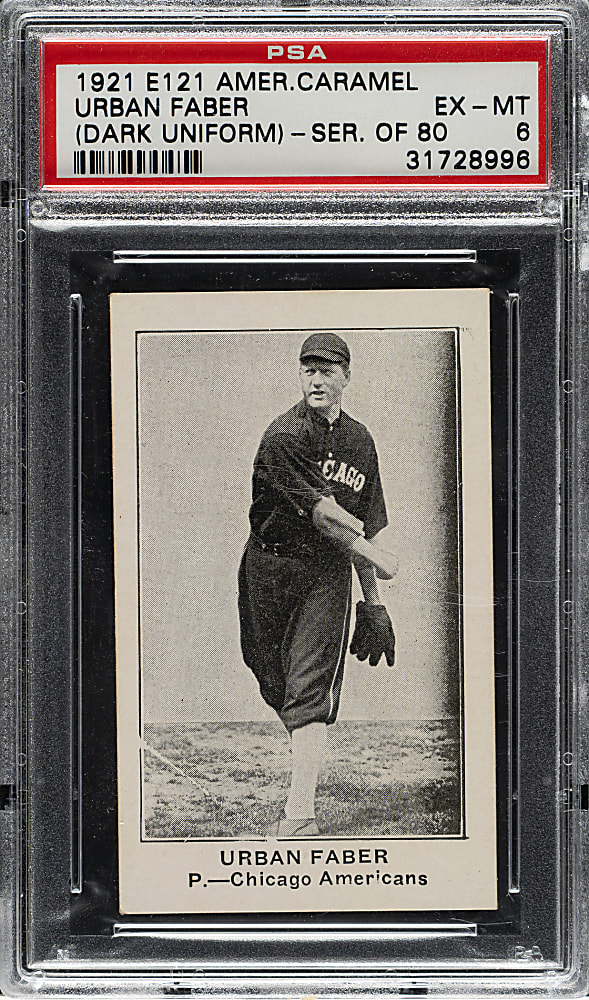 1921 E121 American Caramel (Series of 80) Urban Faber Dark Uniform PSA EX-MT 6