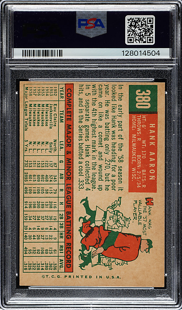 1959 Topps #380 Hank Aaron PSA EX 5 (MC)