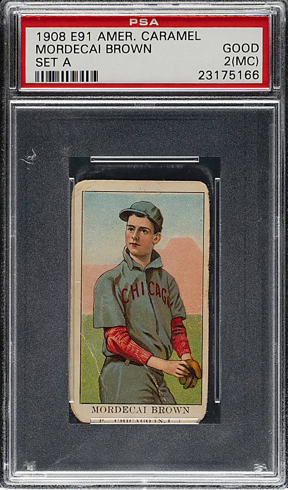 1909-1911 E91-A American Caramel Mordecai Brown PSA GOOD 2 (MC)