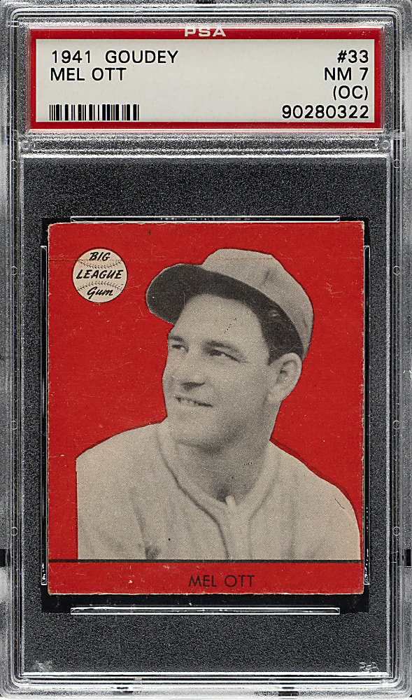 1941 R324 Goudey #33 Mel Ott PSA NM 7 (OC) - Red Background