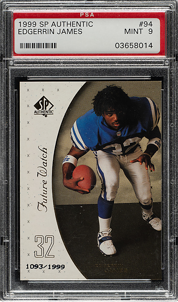 1999 Upper Deck SP Authentic Football #94 Edgerrin James Rookie #1,093/1,999 PSA MINT 9