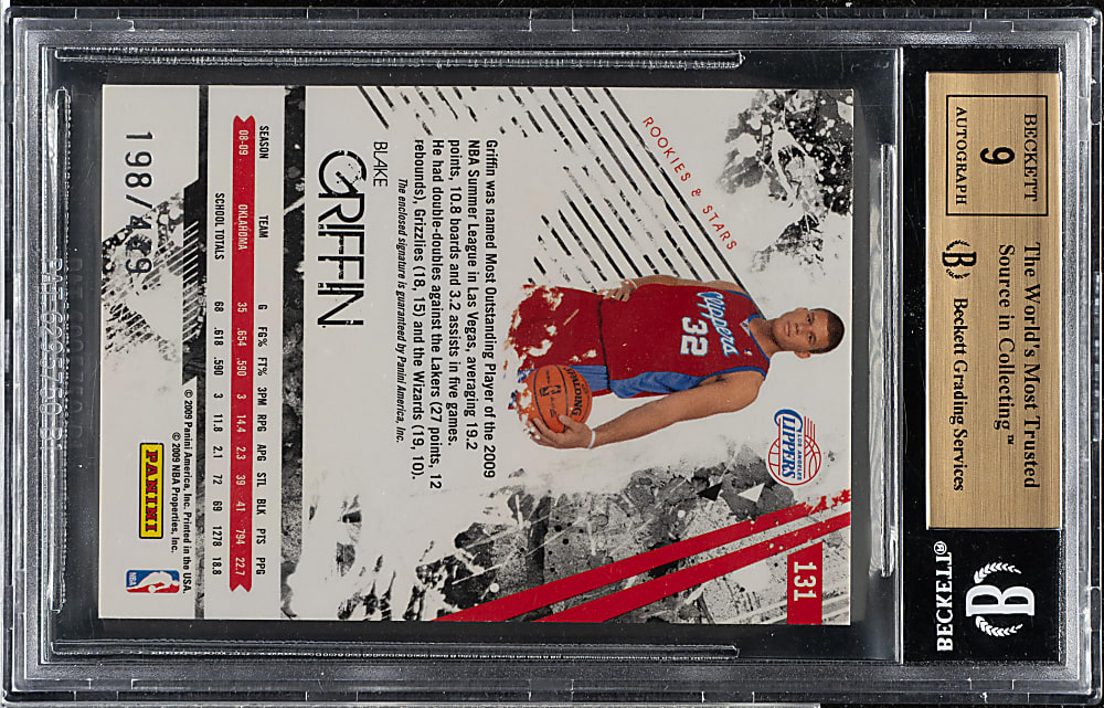 2009-2010 Panini Rookies and Stars Patch Autograph Basketball #131 Blake Griffin #198/449 BGS GEM MINT 9.5 with MINT 9 Signature