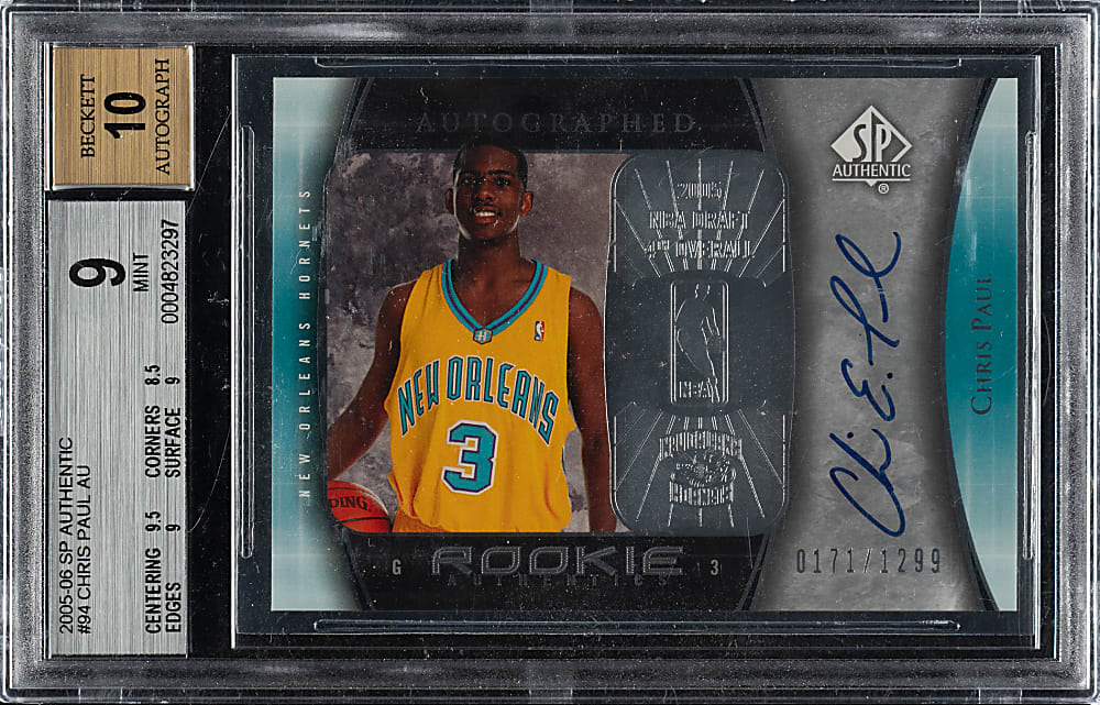 2005-2006 SP Authentic Autographs Basketball #94 Chris Paul #171/1,299 BGS MINT 9 with GEM MINT 10 Signature