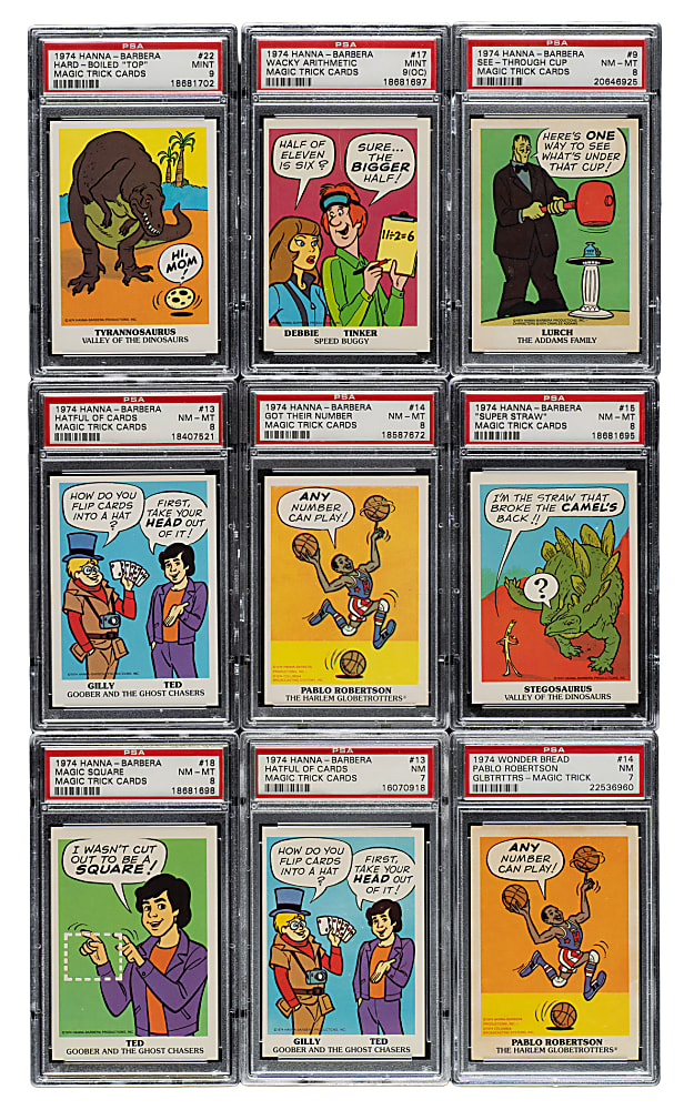 1974 Hanna-Barbera Magic Trick Cards PSA-Graded Collection (9)