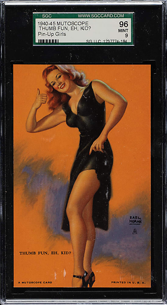 1945 Mutoscope "Artist Pin-Up Girls" Thumb Fun, Eh, Kid? SGC MINT 96