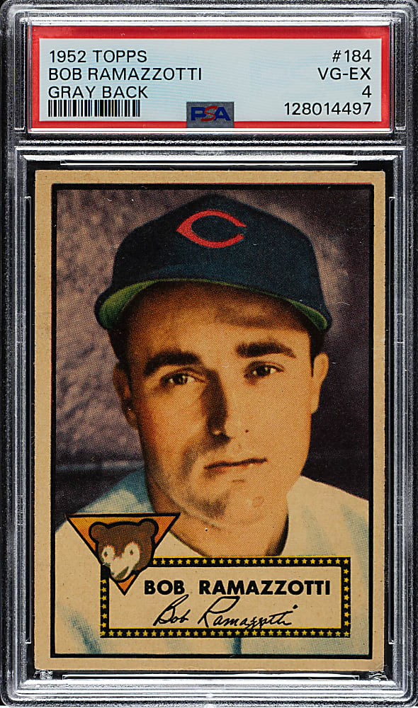 1952 Topps #184 Bob Ramazzotti PSA VG-EX 4 - "Canadian" Gray Back