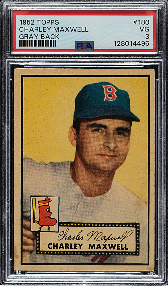 1952 Topps #180 Charley Maxwell PSA VG 3 - "Canadian" Gray Back