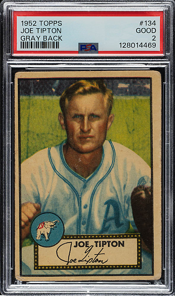1952 Topps #134 Joe Tipton PSA GOOD 2 - "Canadian" Gray Back
