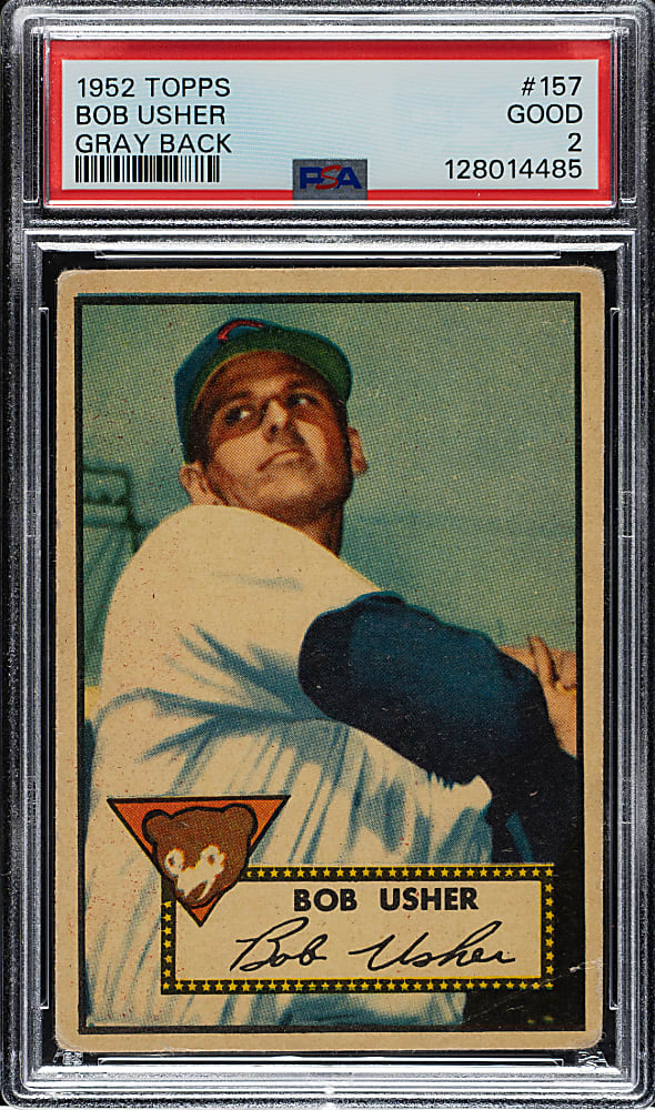 1952 Topps #157 Bob Usher PSA GOOD 2 - "Canadian" Gray Back