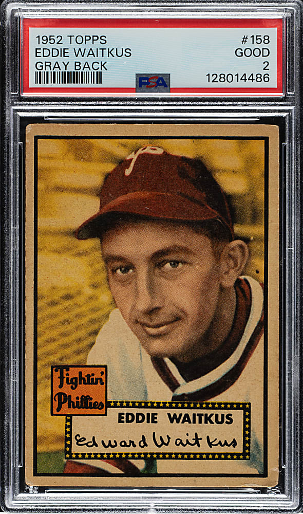 1952 Topps #158 Eddie Waitkus PSA GOOD 2 - "Canadian" Gray Back