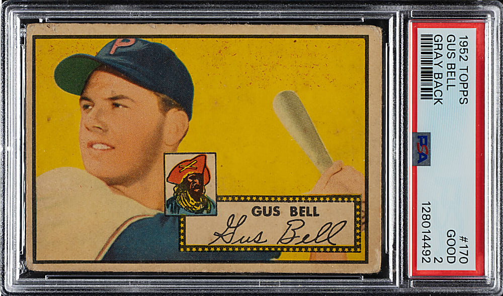 1952 Topps #170 Gus Bell PSA GOOD 2 - "Canadian" Gray Back