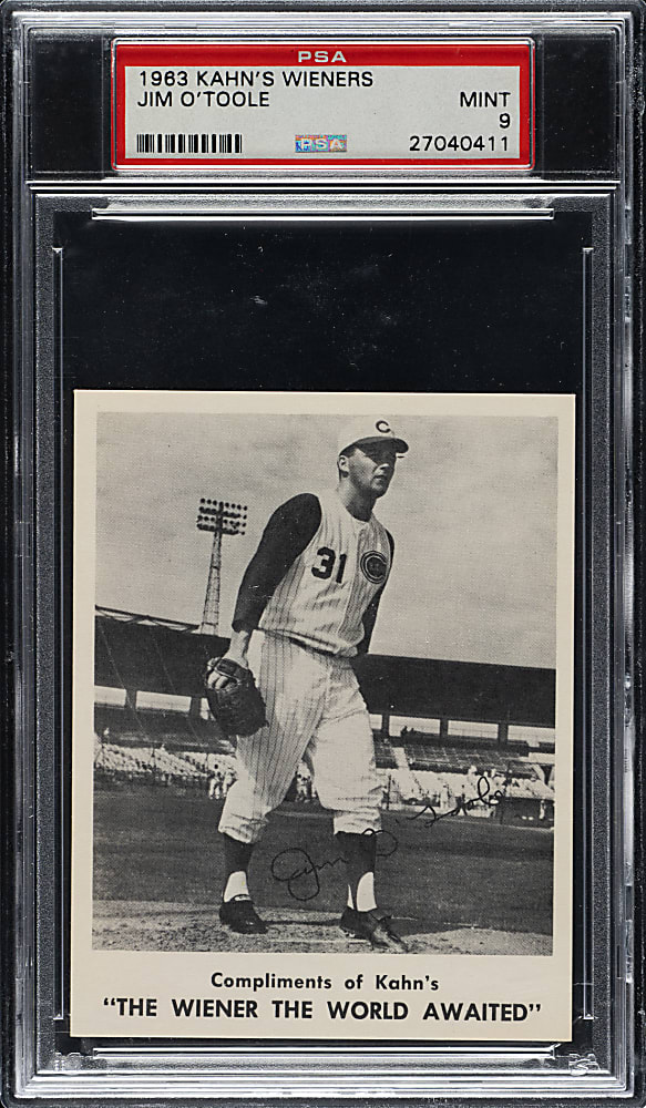 1963 Kahn's Wieners Jim O'Toole PSA MINT 9
