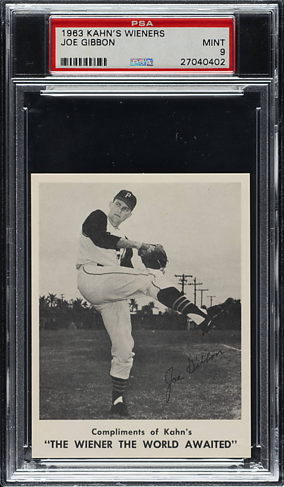 1963 Kahn's Wieners Joe Gibbon PSA MINT 9