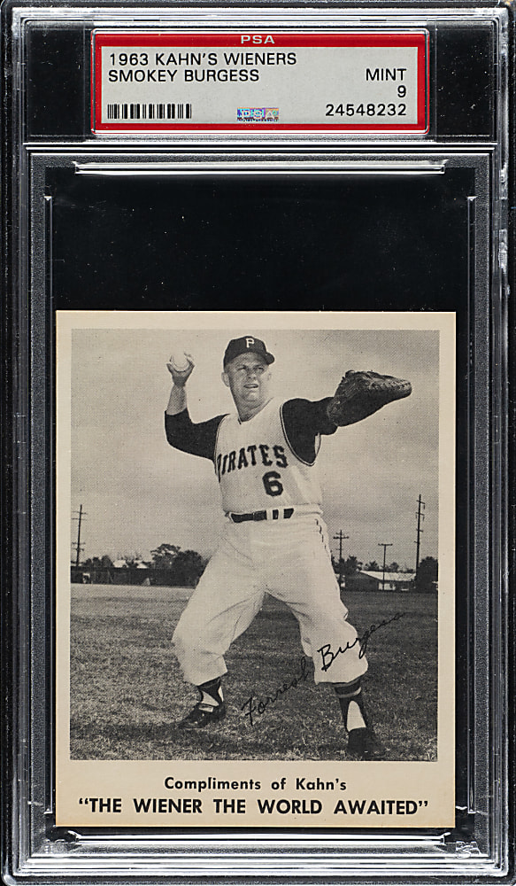 1963 Kahn's Wieners Smoky Burgess PSA MINT 9