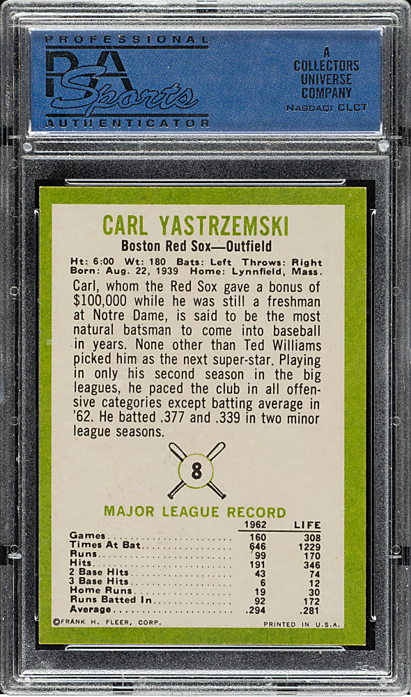 1963 Fleer #8 Carl Yastrzemski PSA NM-MT 8