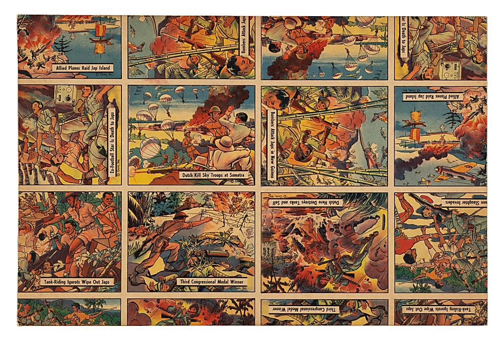 1942 R164 "War Gum" Uncut Partial Sheet with Parts of 16 Cards Showing