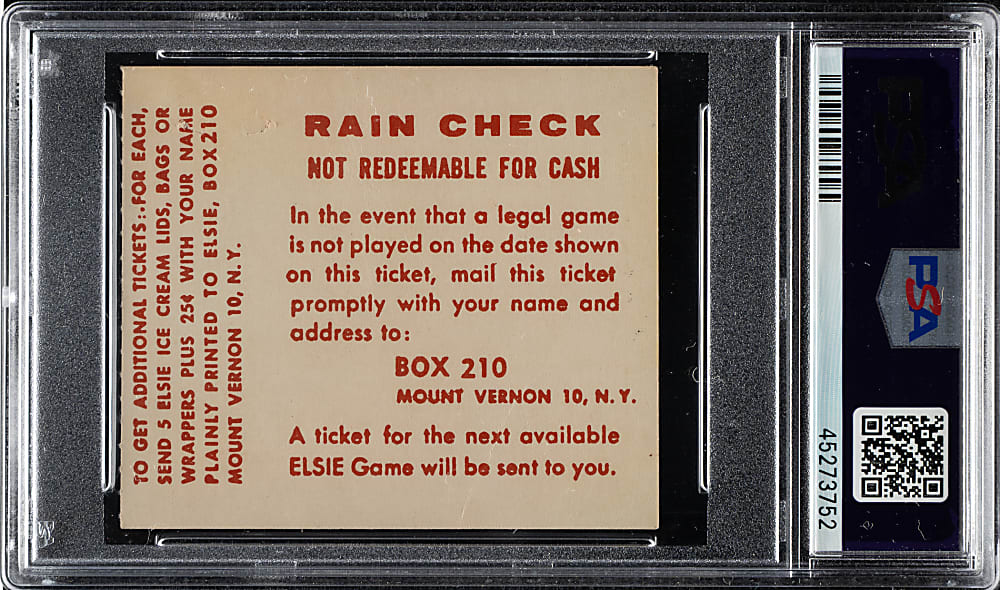 August 17, 1957 Brooklyn Dodgers (vs. Pittsburgh Pirates) Ticket Stub PSA GOOD 2 (MK) - Roy Campanella Final Home Run #242