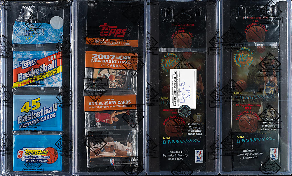1992 to 2007 Topps Basketball Unopened Rack Pack Collection (4) All with Hall of Fame and Star Rookies Showing - BBCE