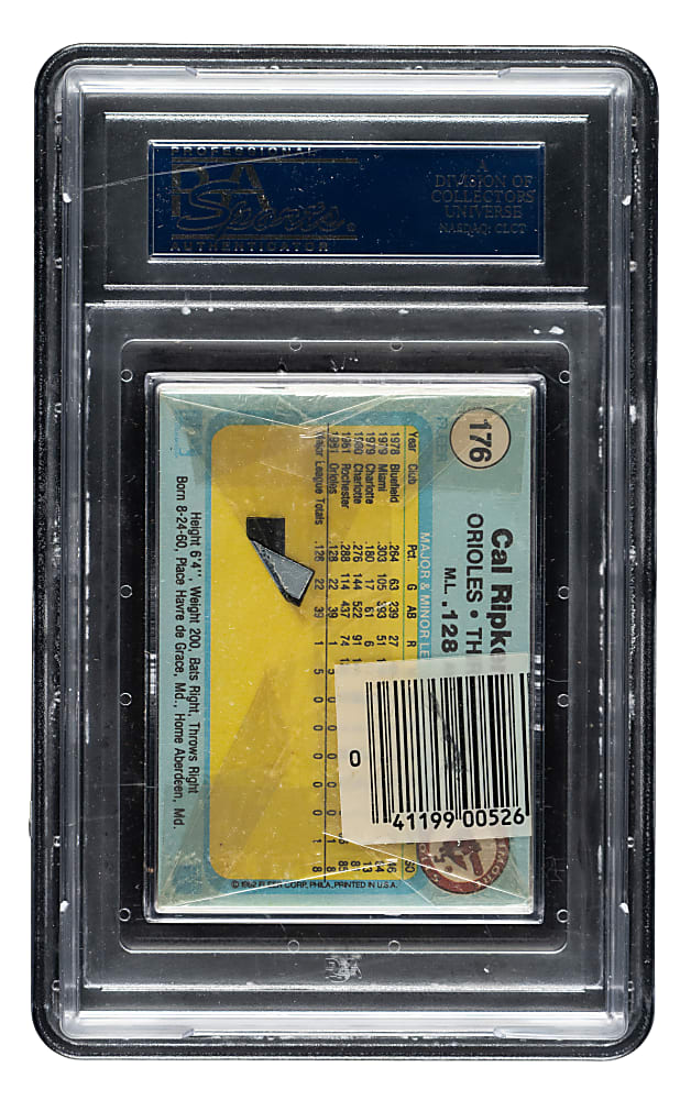 1982 Fleer Unopened Cello Pack PSA NM 7 - Cal Ripken Jr. Rookie on Back