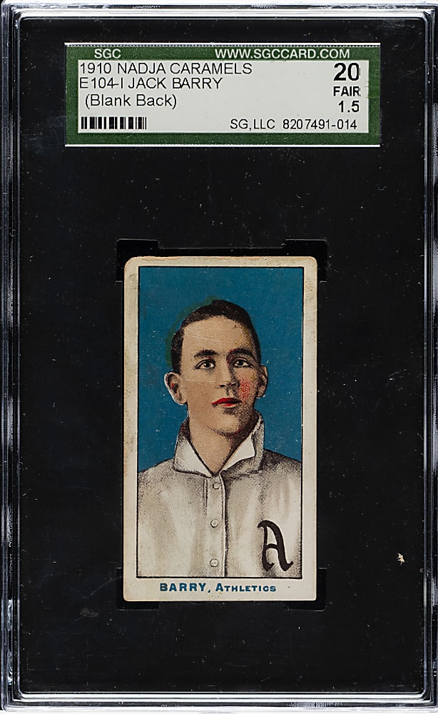 1910 E104-1 Nadja Caramels Jack Barry Blank Back SGC FAIR 20
