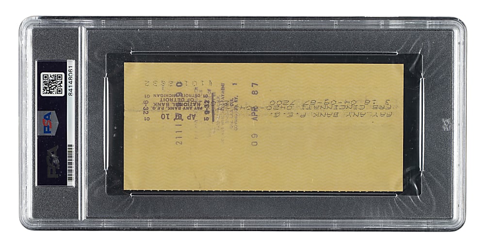 1987 Charlie Gehringer Signed Check PSA/DNA GEM MINT 10