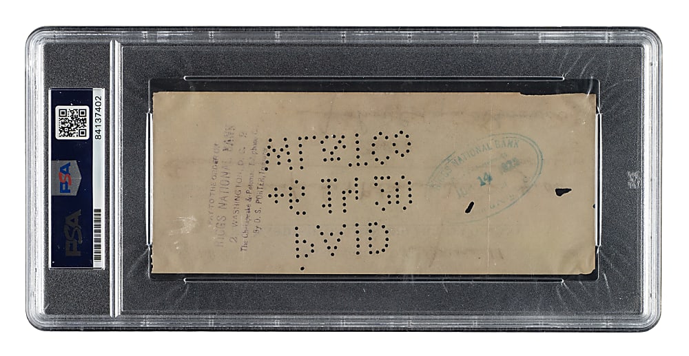 1920 John Edgar Hoover Signed Check - PSA/DNA
