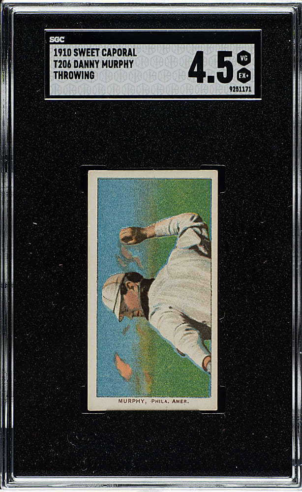 1909-1911 T206 White Border Danny Murphy Throwing SGC VG/EX+ 4.5