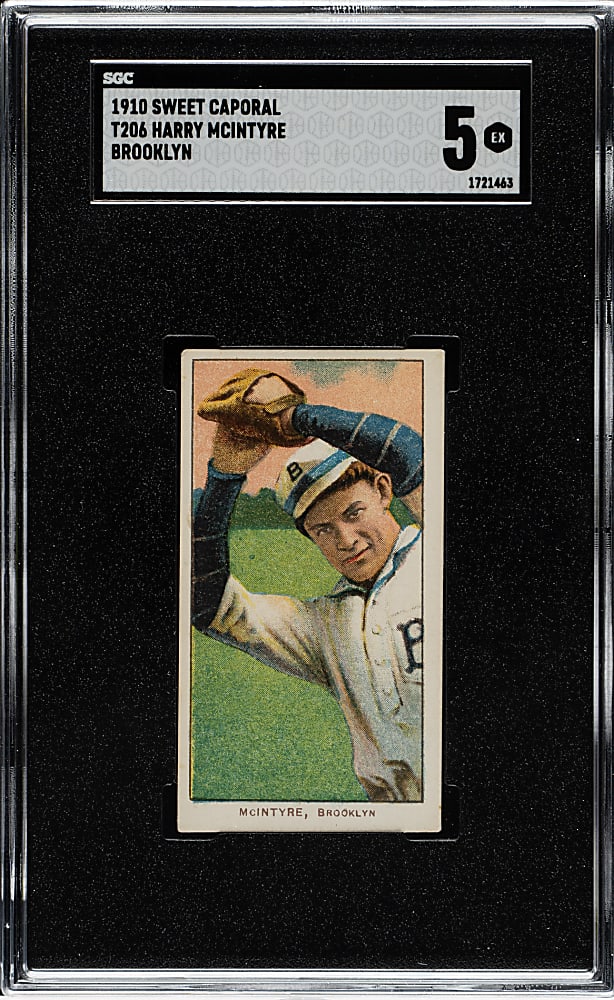 1909-1911 T206 White Border Harry McIntyre Brooklyn SGC EX 5