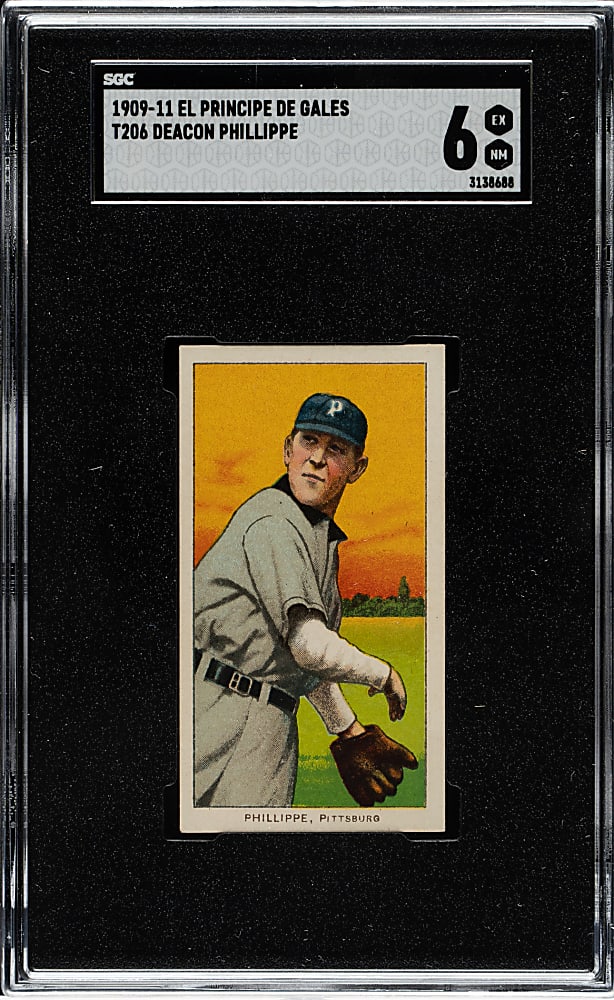 1909-1911 T206 White Border Deacon Phillippe SGC EX/NM 6 - El Principe De Gales Back