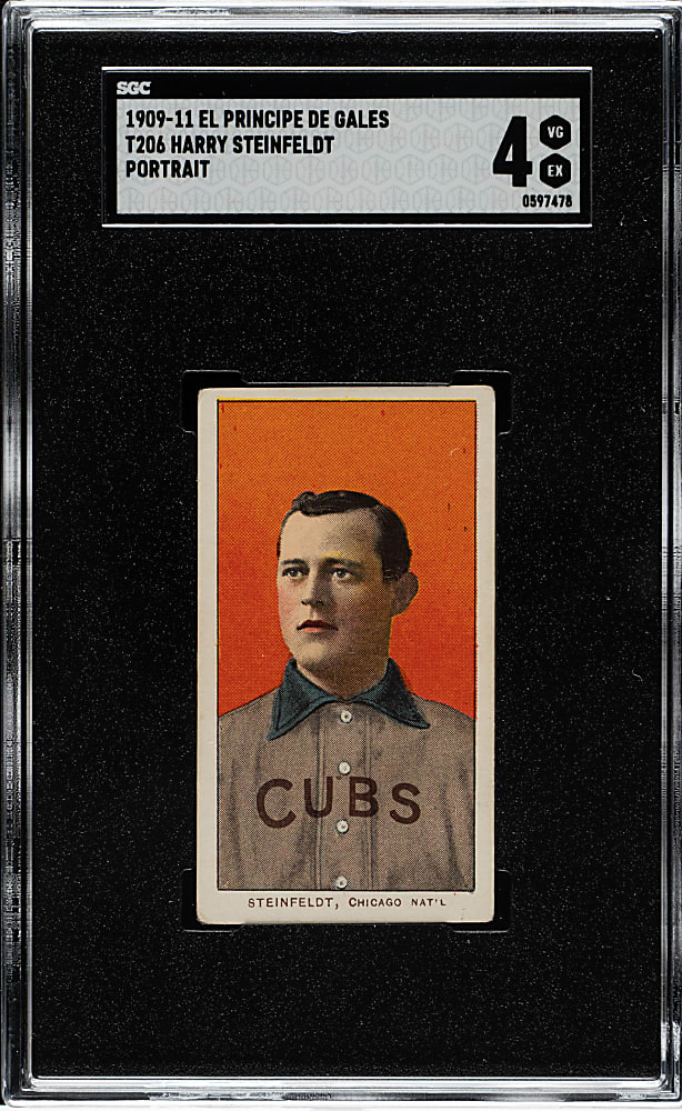 1909-1911 T206 White Border Harry Steinfeldt Portrait SGC VG/EX 4 - El Principe De Gales Back