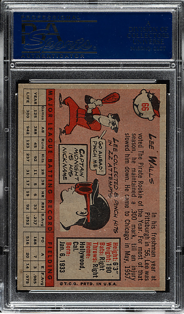 1958 Topps #66 Lee Walls PSA NM-MT+ 8.5